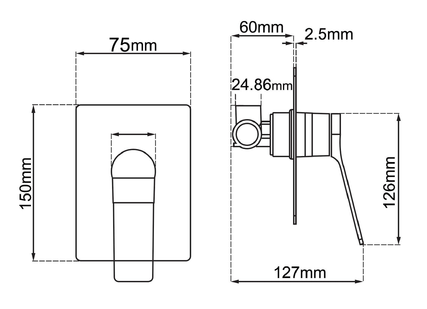 RUSHY Square Brushed Nickel Built-in Shower Mixer(Brass)