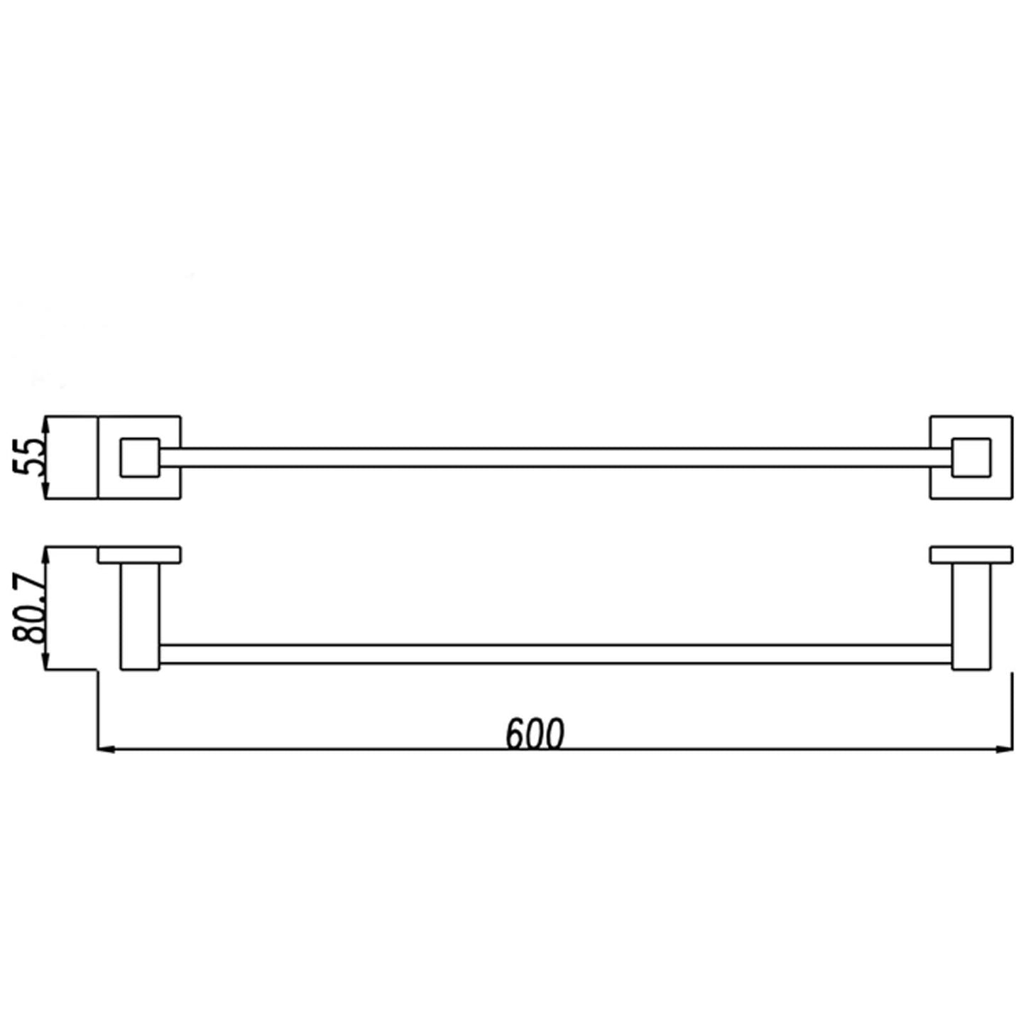 BLAZE Chrome Single Towel Rail 600mm