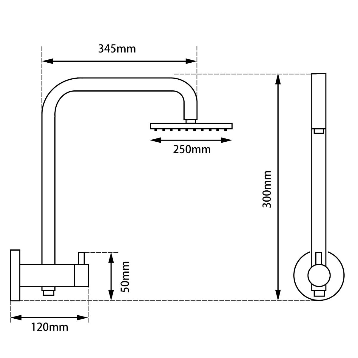 10" Round Black Shower Station Top Water Inlet