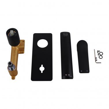 RUSHY Square Black Wall Mixer with Spout