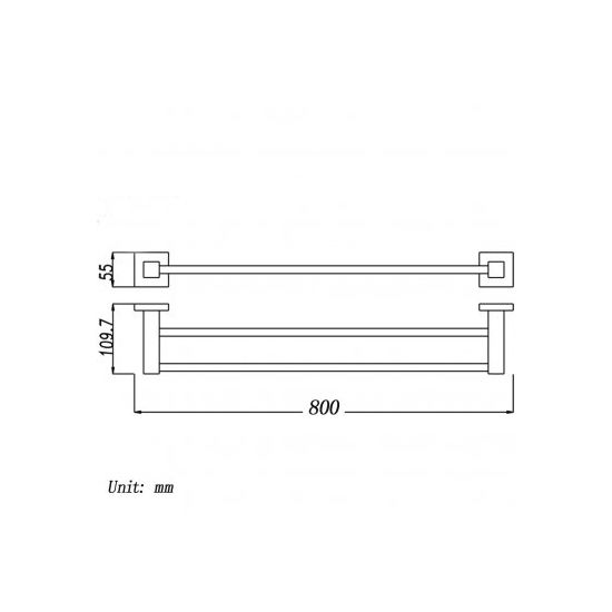 BLAZE Chrome Double Towel Rail 800mm