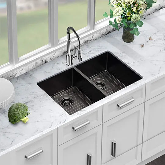 1.2mm 715x450x200mm Handmade Concrete Grey Round Corners Double Bowls Top / Undermount / Flush Mount Kitchen Sink