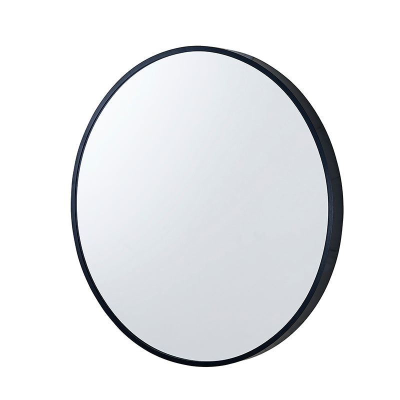 600*40mm Round Black Aluminium Wall Mirror