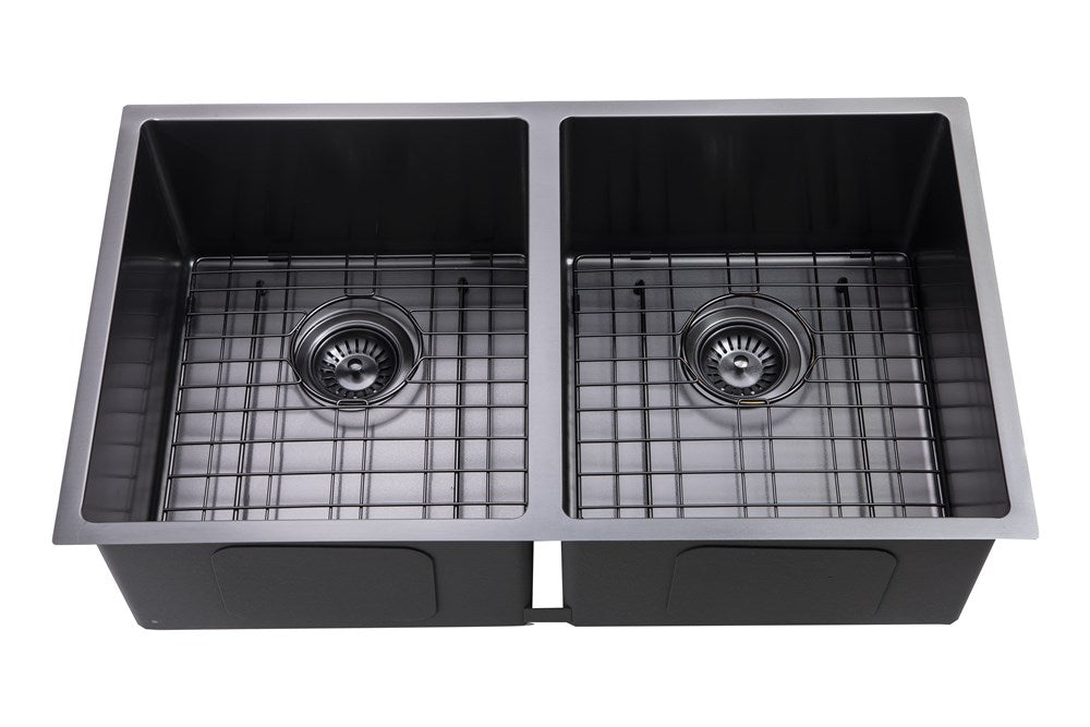 770*450*215mm Hand-made Double Bowl Kitchen Sink