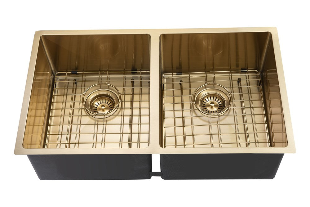 770*450*215mm Hand-made Double Bowl Kitchen Sink