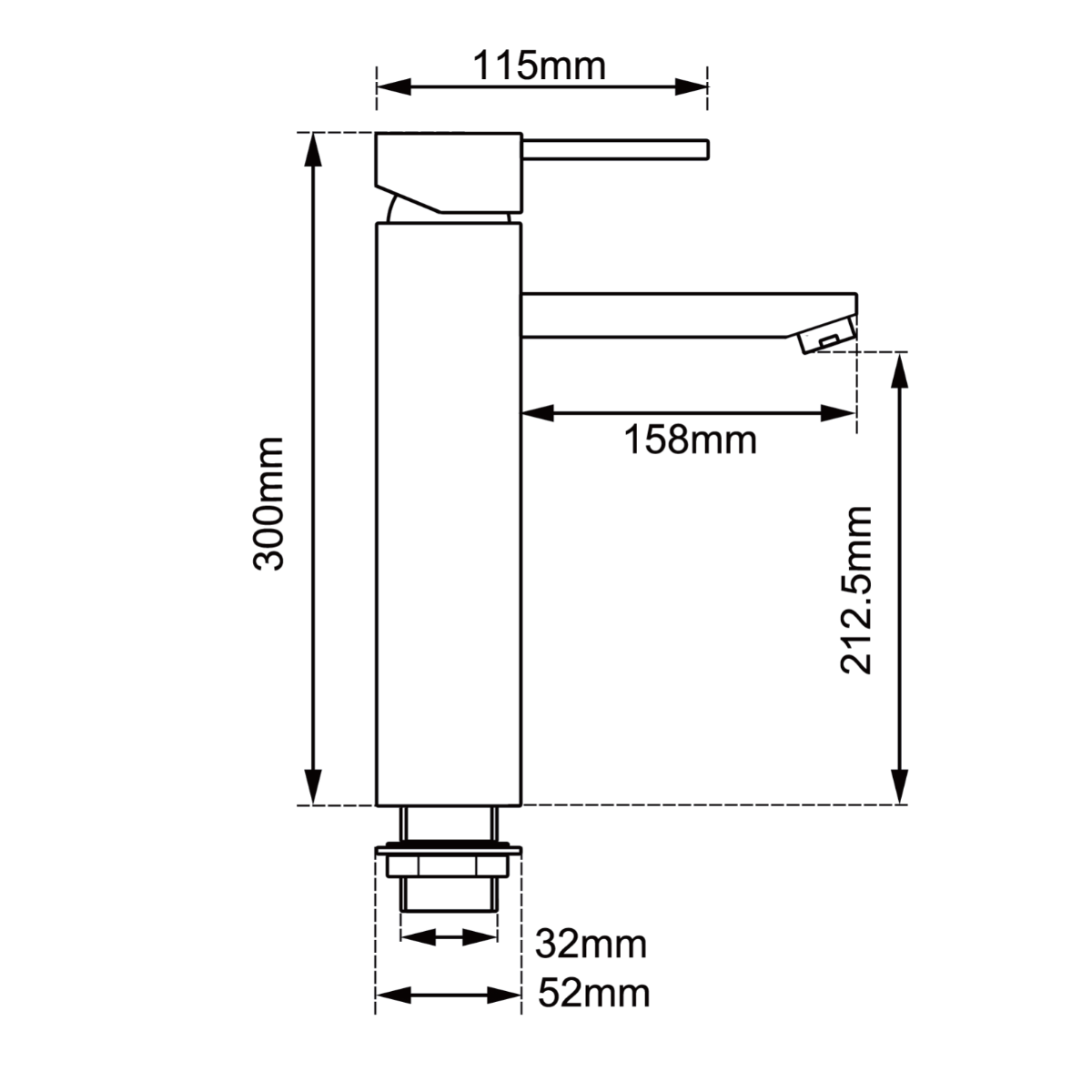LUCID PIN Round Chrome Tall Basin Mixer