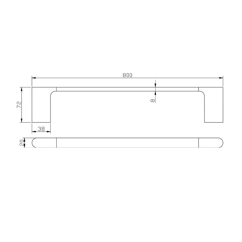 AU Chrome Single Towel Rail 800mm