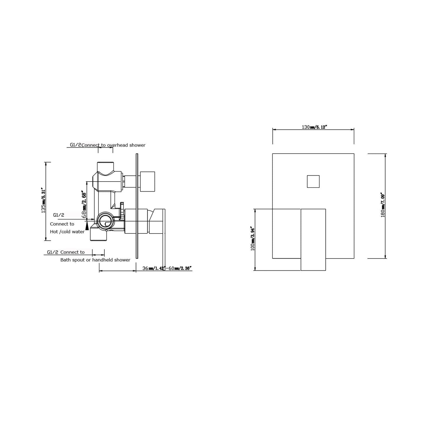 BLAZE Black Shower/Bath Mixer Diverter