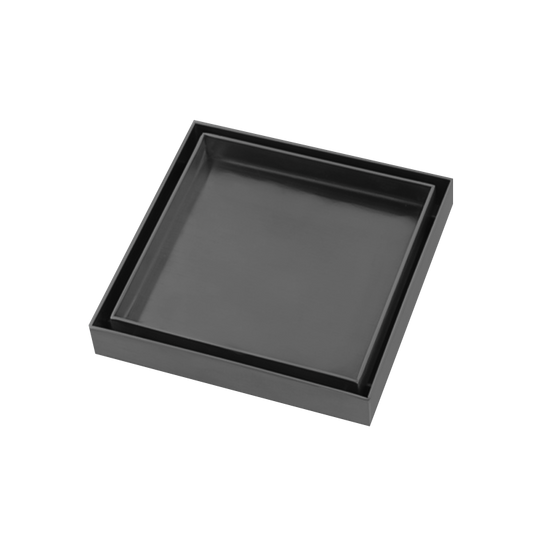 Gun Metal Grey Shower Grate Floor Waste Drain Smart Insert Tile 120*120mm(81.3mm Outlet)