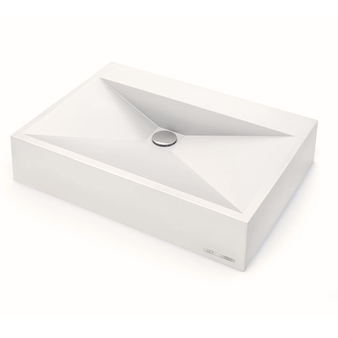 STERNHAGEN 615X445X130MM ABOVE COUNTER BASIN WHITE OR BLACK GLOSSY BATHROOM WASH BASIN SANI-QUARTZ COMPOSITE GOLDEN CU