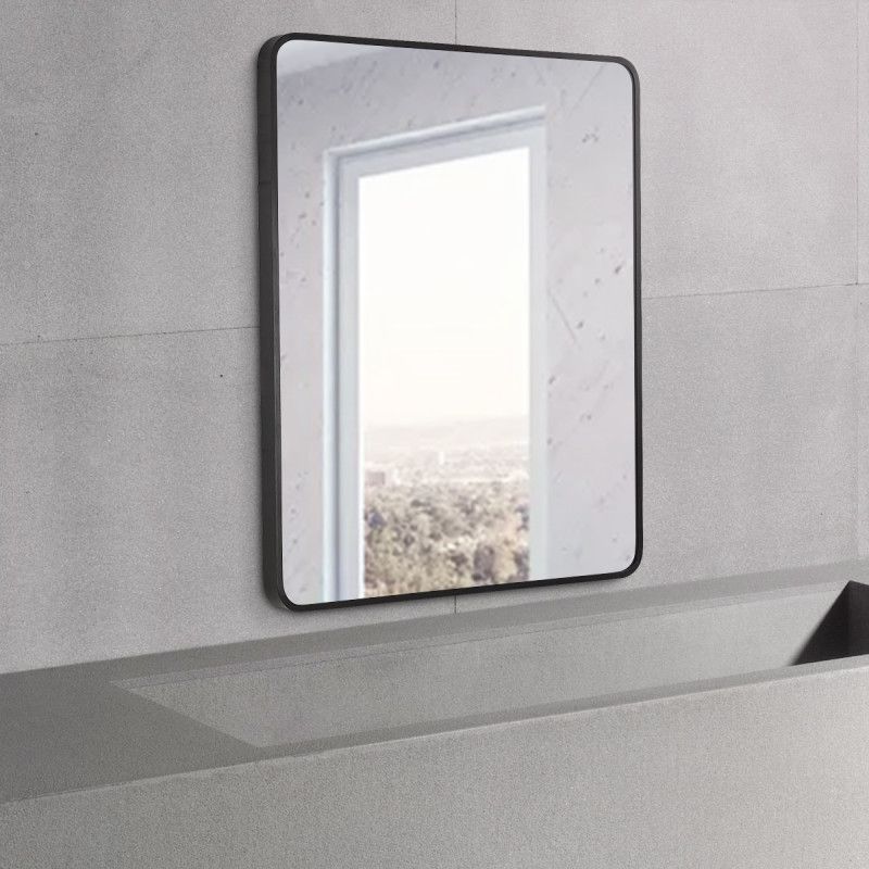 500*650*40mm Square Black Aluminium Wall Mirror