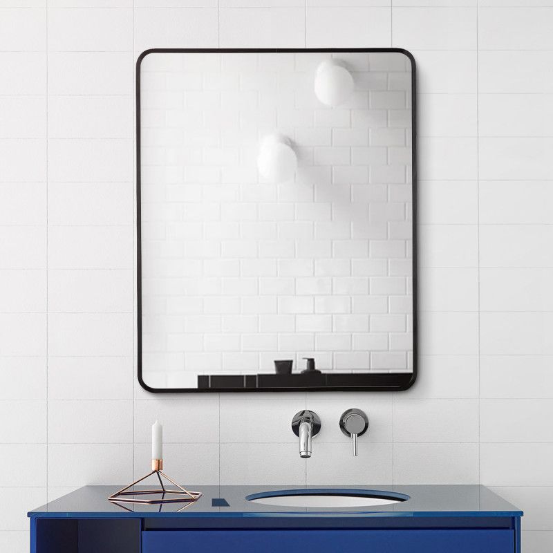 650*800*40mm Square Black Aluminium Wall Mirror