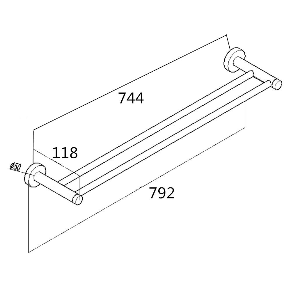 LUCID PIN Round Black Double Towel Rack Rail 790mm
