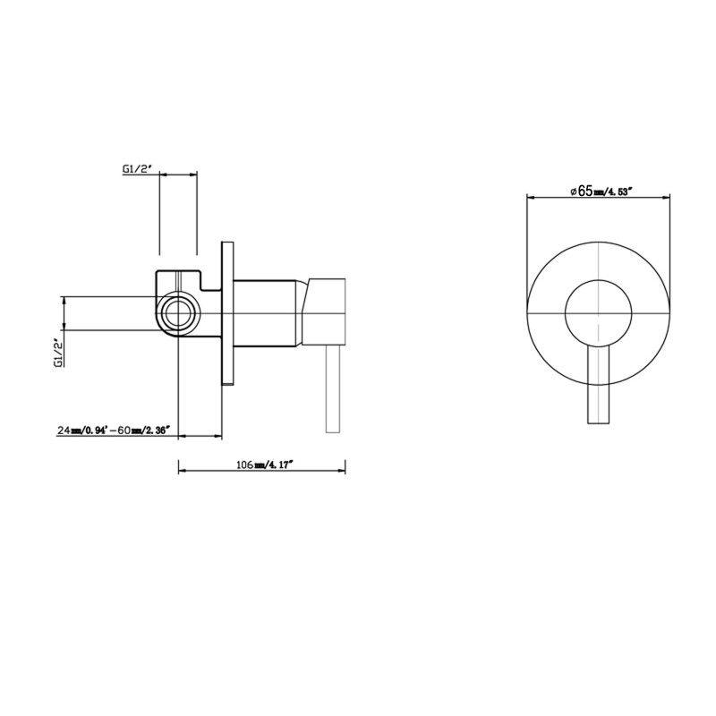 Norico Pentro Matte Black Round Shower Mixer with 65mm Thin Plate