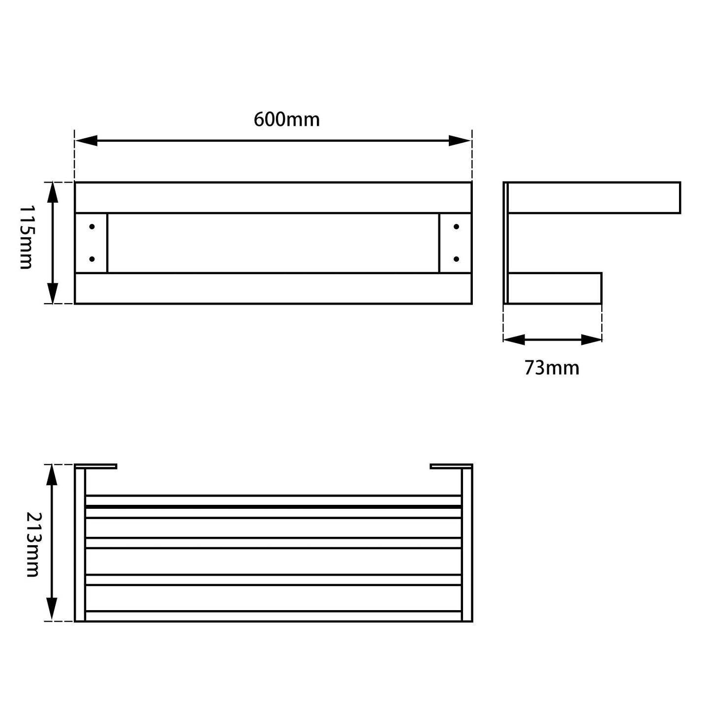 IVANO Series Chrome Double Towel Holder 600mm