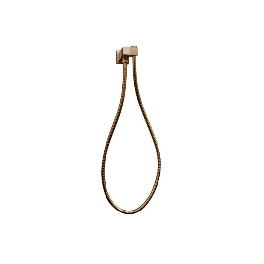 Esperia Brushed Yellow Gold Square Shower Holder Wall Connector & Hose