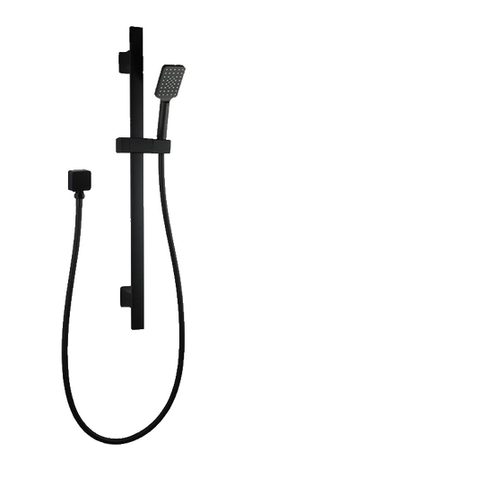 3 Functions Square Black Hand held Shower Set With Rail