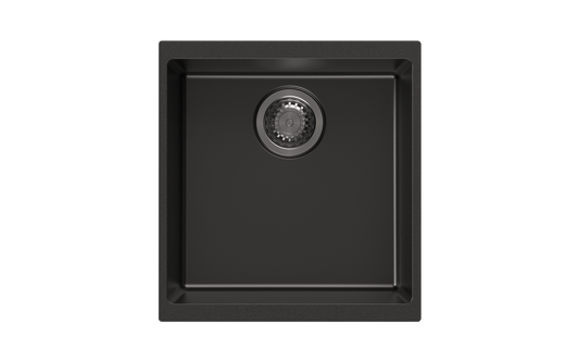 430 x 460 x 200mm Carysil Enigma 100M Single Bowl Granite Kitchen/Laundry Sink Top/Flush/Under Mount