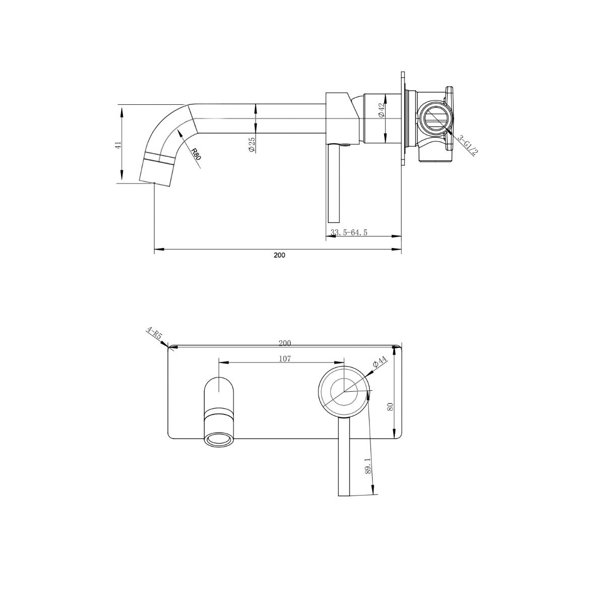 Norico Pentro Brushed Nickel Wall Mixer With Round Spout