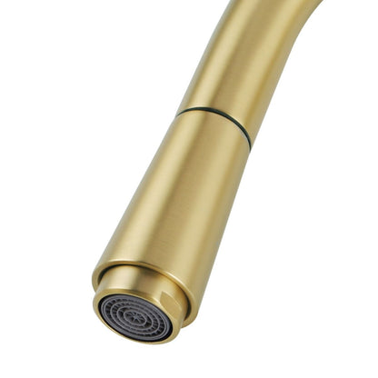 Norico Round Brushed Yellow Gold Pull Out Kitchen Sink Mixer Tap