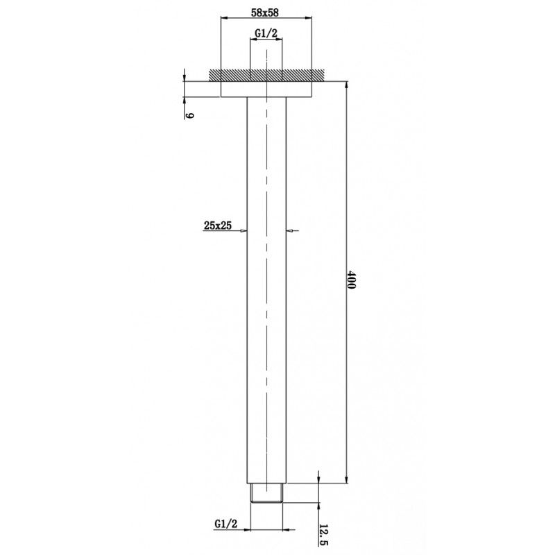 Cavallo 400mm Matte Black Square Ceiling Shower Arm